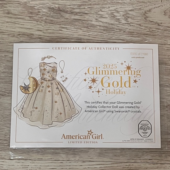 American Girl 2025 Glimmering Gold Holiday Collector Doll - Picture 3 of 6